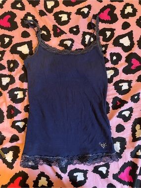 Lace-Trim Justice Navy Camisole Tank Top - Women's